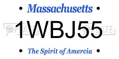 1WBJ55 Massachusetts License Plate