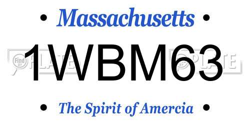 1WBM63 Massachusetts License Plate