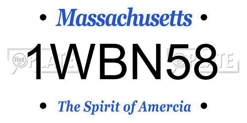 1WBN58 Massachusetts License Plate