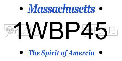 1WBP45 Massachusetts License Plate