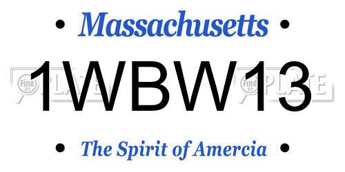 1WBW13 Massachusetts License Plate