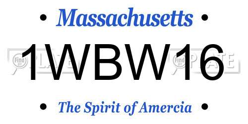 1WBW16 Massachusetts License Plate