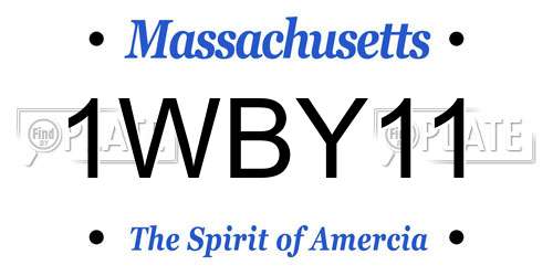 1WBY11 Massachusetts License Plate