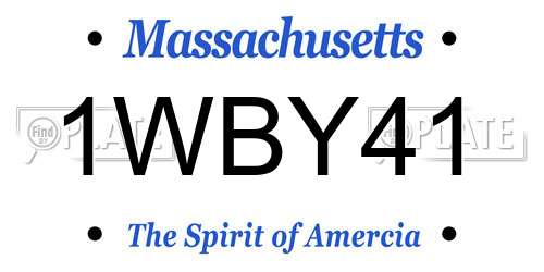 1WBY41 Massachusetts License Plate