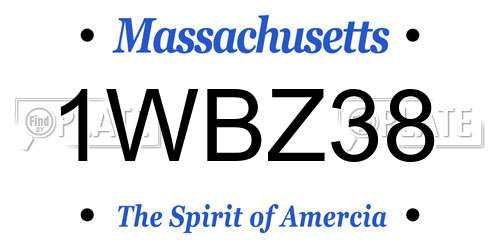 1WBZ38 Massachusetts License Plate