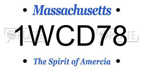 1WCD78 Massachusetts License Plate