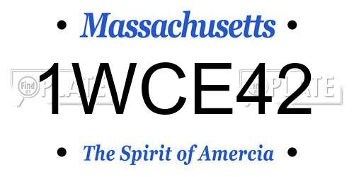 1WCE42 Massachusetts License Plate