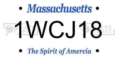 1WCJ18 Massachusetts License Plate