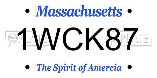 1WCK87 Massachusetts License Plate