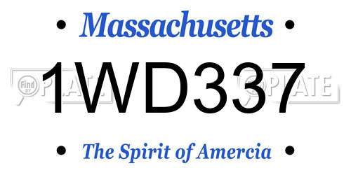 1WD337 Massachusetts License Plate