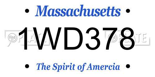 1WD378 Massachusetts License Plate