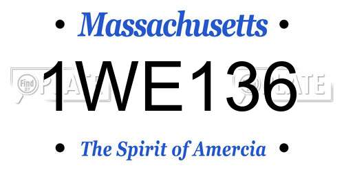 1WE136 Massachusetts License Plate