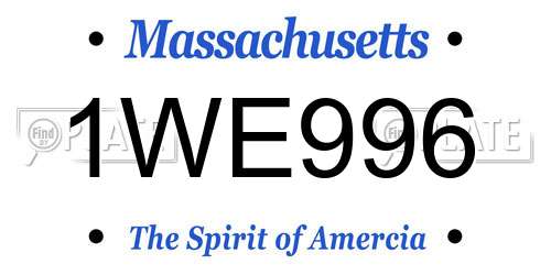 1WE996 Massachusetts License Plate