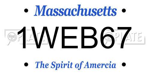 1WEB67 Massachusetts License Plate