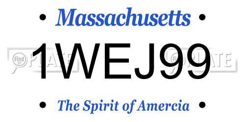 1WEJ99 Massachusetts License Plate