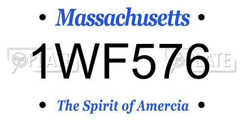 1WF576 Massachusetts License Plate