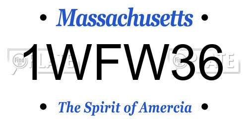 1WFW36 Massachusetts License Plate