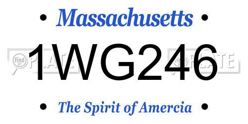 1WG246 Massachusetts License Plate