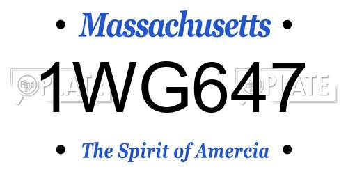 1WG647 Massachusetts License Plate