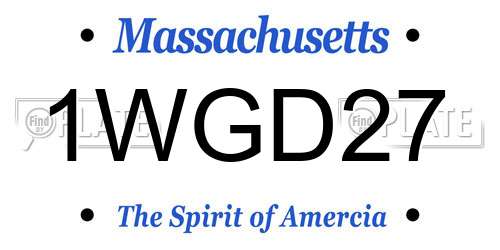 1WGD27 Massachusetts License Plate