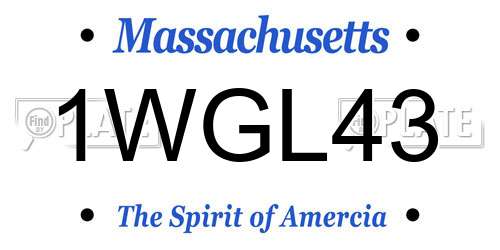 1WGL43 Massachusetts License Plate