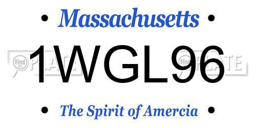 1WGL96 Massachusetts License Plate