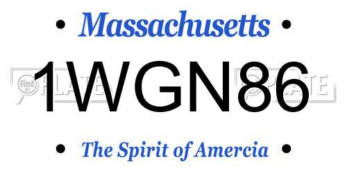 1WGN86 Massachusetts License Plate