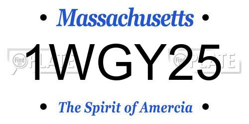 1WGY25 Massachusetts License Plate