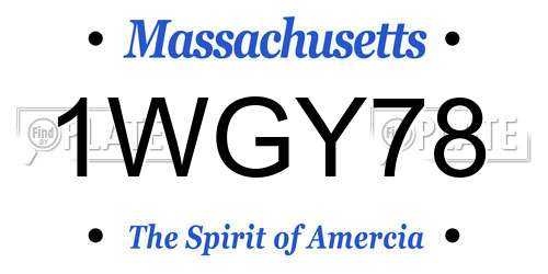 1WGY78 Massachusetts License Plate
