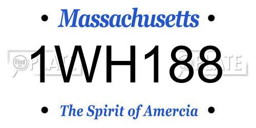 1WH188 Massachusetts License Plate