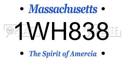 1WH838 Massachusetts License Plate