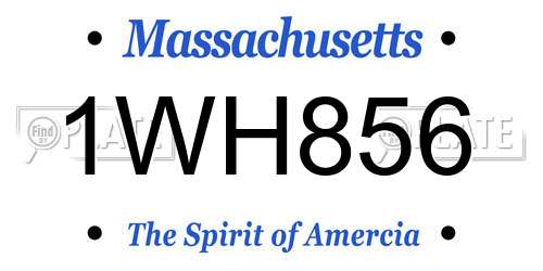 1WH856 Massachusetts License Plate
