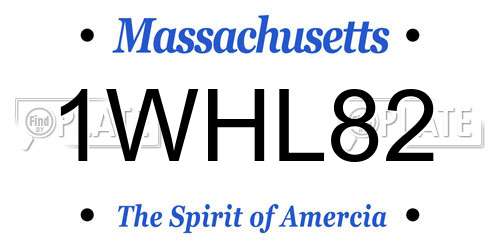 1WHL82 Massachusetts License Plate
