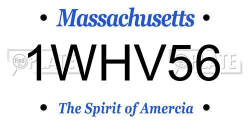 1WHV56 Massachusetts License Plate