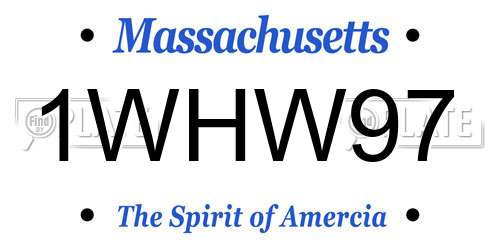 1WHW97 Massachusetts License Plate