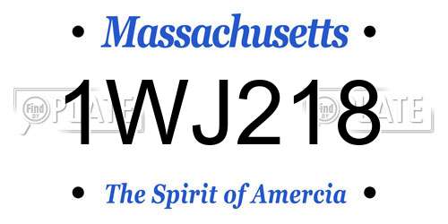 1WJ218 Massachusetts License Plate