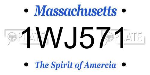 1WJ571 Massachusetts License Plate