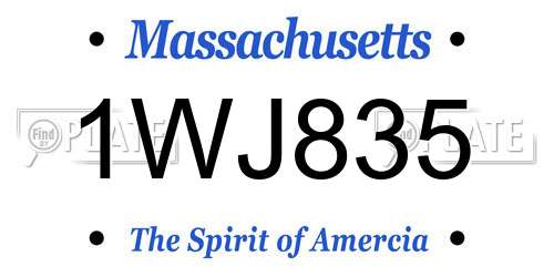 1WJ835 Massachusetts License Plate