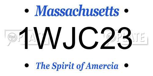 1WJC23 Massachusetts License Plate