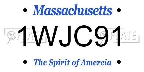 1WJC91 Massachusetts License Plate