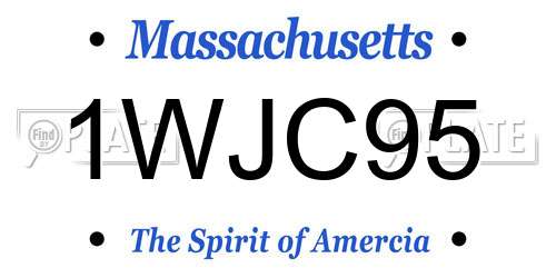1WJC95 Massachusetts License Plate