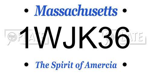 1WJK36 Massachusetts License Plate