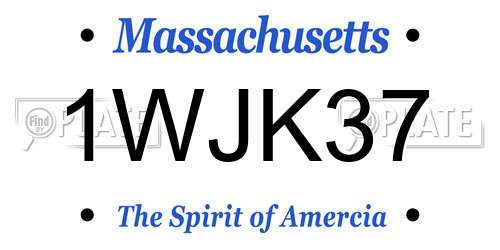1WJK37 Massachusetts License Plate