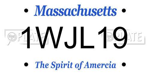 1WJL19 Massachusetts License Plate