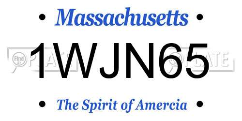 1WJN65 Massachusetts License Plate