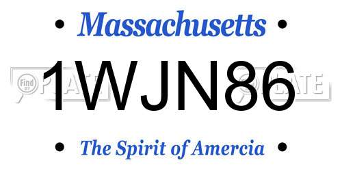 1WJN86 Massachusetts License Plate