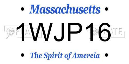 1WJP16 Massachusetts License Plate