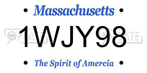 1WJY98 Massachusetts License Plate