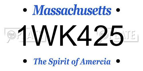 1WK425 Massachusetts License Plate