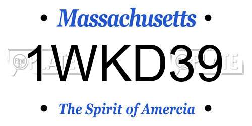 1WKD39 Massachusetts License Plate